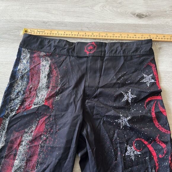 Battle Fit Gear American Jiu Jitsu Grunge Fight Shorts Black S NWT - Picture 8 of 9